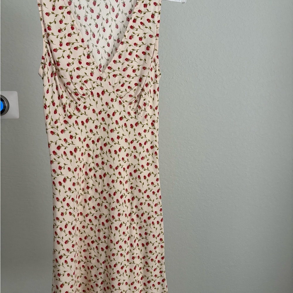 Reformation Calix Cream and Red Floral Mini Dress